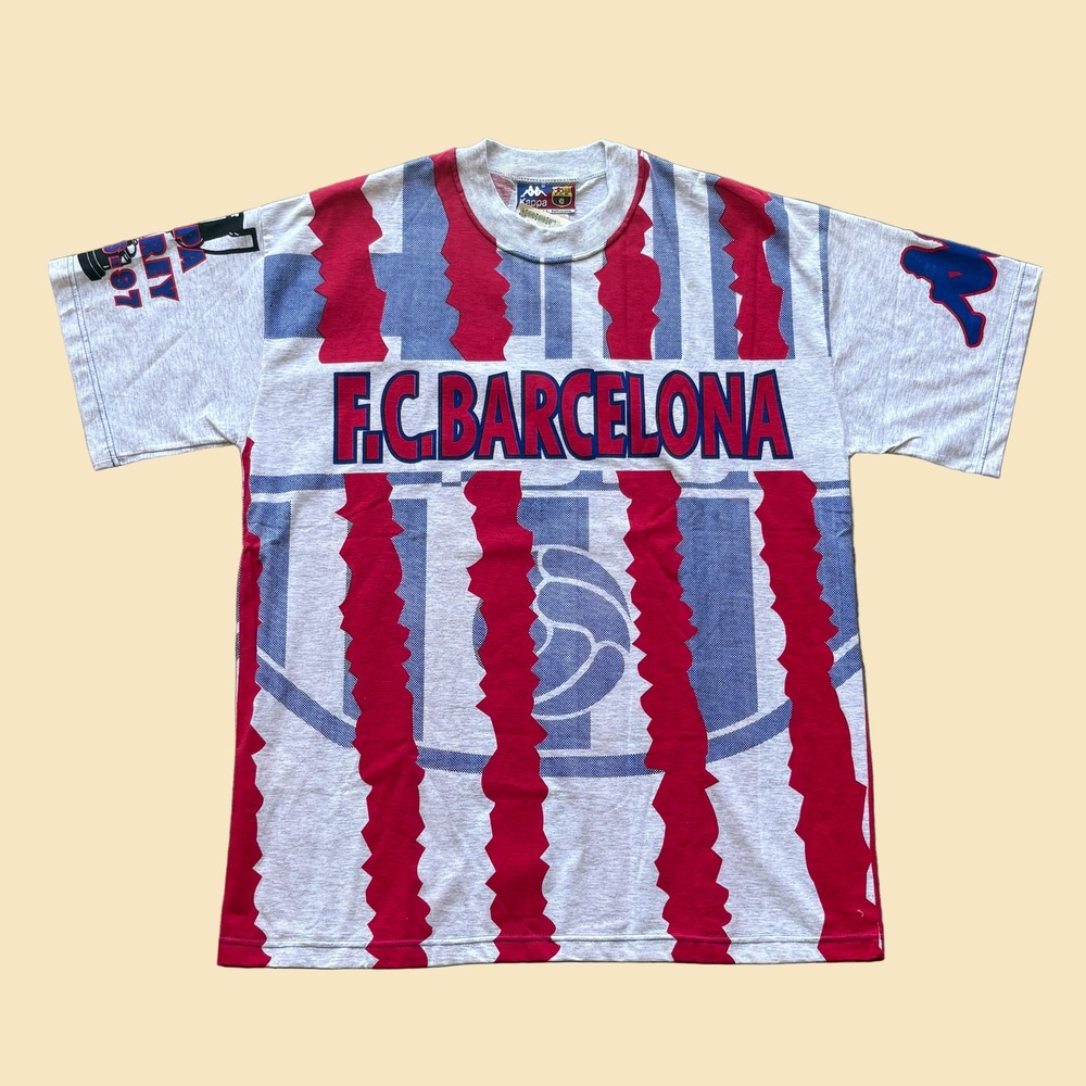 Vintage Kappa FC Barcelona Copa Del Rey 96-97 T-Shirt Grey Red XL NWT